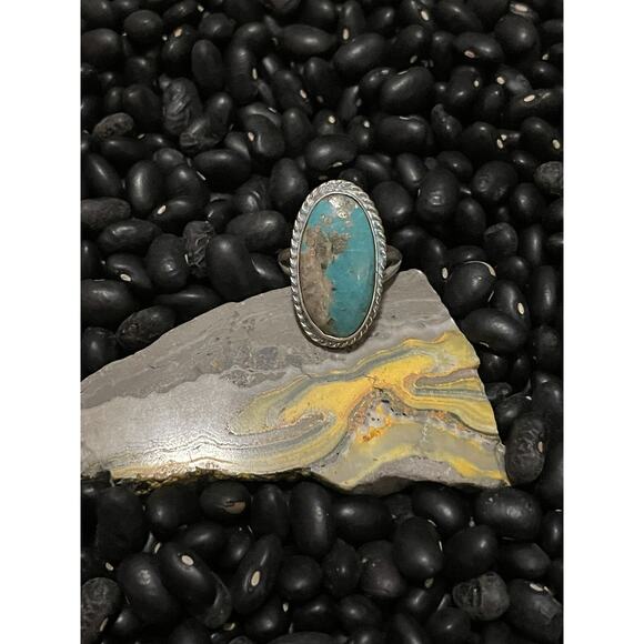 Southwest Sterling Silver Kenny Ray Signed Turquoise Ring~Blue Oval Size 7 - Picture 4 of 8